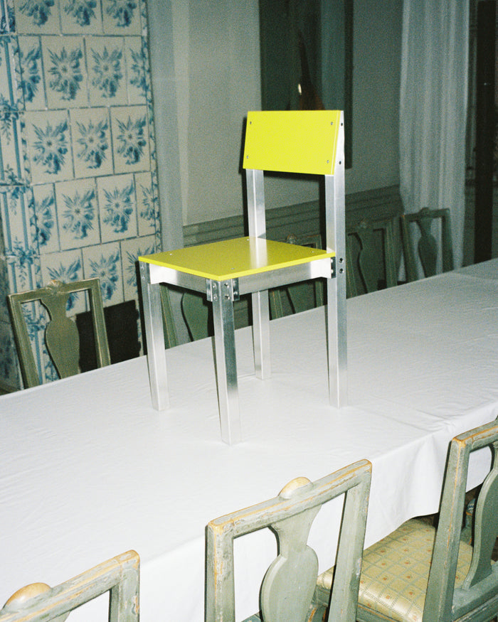 CHAIR ONE Alu & Chartreuse